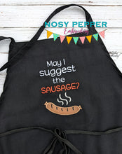 Load image into Gallery viewer, May I suggest the sausage applique machine embroidery design (4 sizes included) DIGITAL DOWNLOAD
