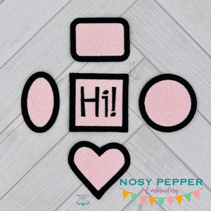 Blank Patch set (includes 5 shapes and 3 sizes) machine embroidery design DIGITAL DOWNLOAD
