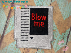Blow me patch (2 sizes included) machine embroidery design DIGITAL DOWNLOAD