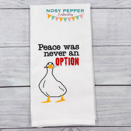 Peace was never an option machine embroidery design (4 sizes included) DIGITAL DOWNLOAD