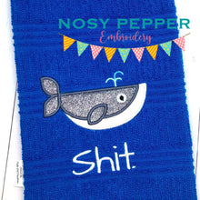 Load image into Gallery viewer, Whale sh*t design (sketch fill &amp; applique versions included in 5 sizes) machine embroidery design DIGITAL DOWNLOAD