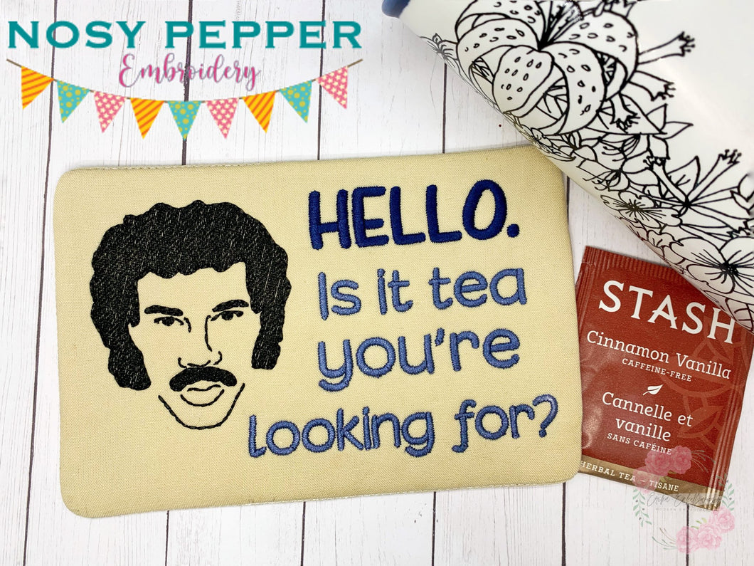 Hello ITH Mug rug (2 versions and 4 sizes included) machine embroidery design DIGITAL DOWNLOAD