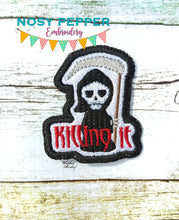 Load image into Gallery viewer, Killing it patch machine embroidery design (2 sizes included) DIGITAL DOWNLOAD