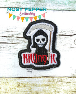 Killing it patch machine embroidery design (2 sizes included) DIGITAL DOWNLOAD