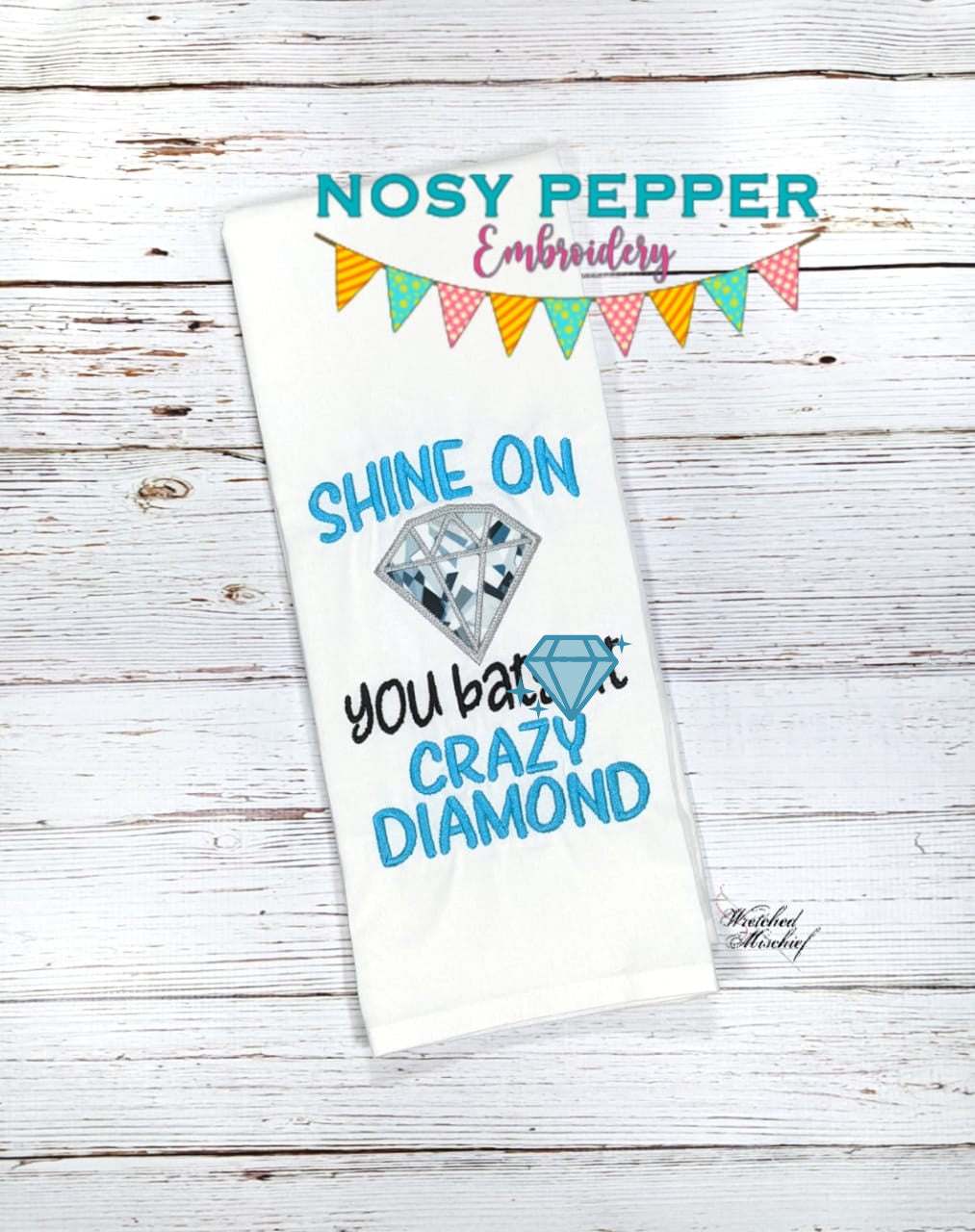 Shine on you batsh*t crazy diamond applique machine embroidery design (4 sizes included) DIGITAL DOWNLOAD