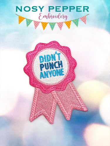 Didn't punch anyone today patch machine embroidery design DIGITAL DOWNLOAD