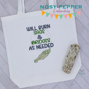 Will burn sage & bridges as needed embroidery design (4 sizes included) DIGITAL DOWNLOAD