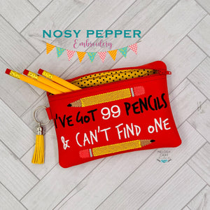 I've got 99 pencils & can't find one ITH Bag (choose from 4 sizes) machine embroidery design DIGITAL DOWNLOAD