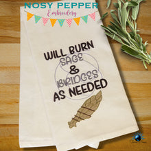 Load image into Gallery viewer, Will burn sage &amp; bridges as needed embroidery design (4 sizes included) DIGITAL DOWNLOAD