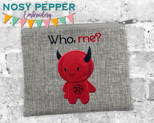 Who, me? applique (5 sizes included) machine embroidery design DIGITAL DOWNLOAD