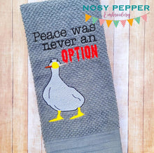 Load image into Gallery viewer, Peace was never an option machine embroidery design (4 sizes included) DIGITAL DOWNLOAD