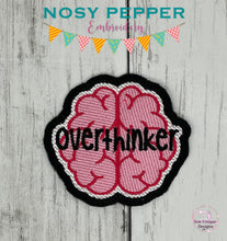 Load image into Gallery viewer, Overthinker patch (2 sizes included) machine embroidery design DIGITAL DOWNLOAD