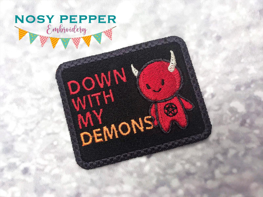 Down with my demons patch machine embroidery design DIGITAL DOWNLOAD