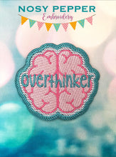Load image into Gallery viewer, Overthinker patch (2 sizes included) machine embroidery design DIGITAL DOWNLOAD