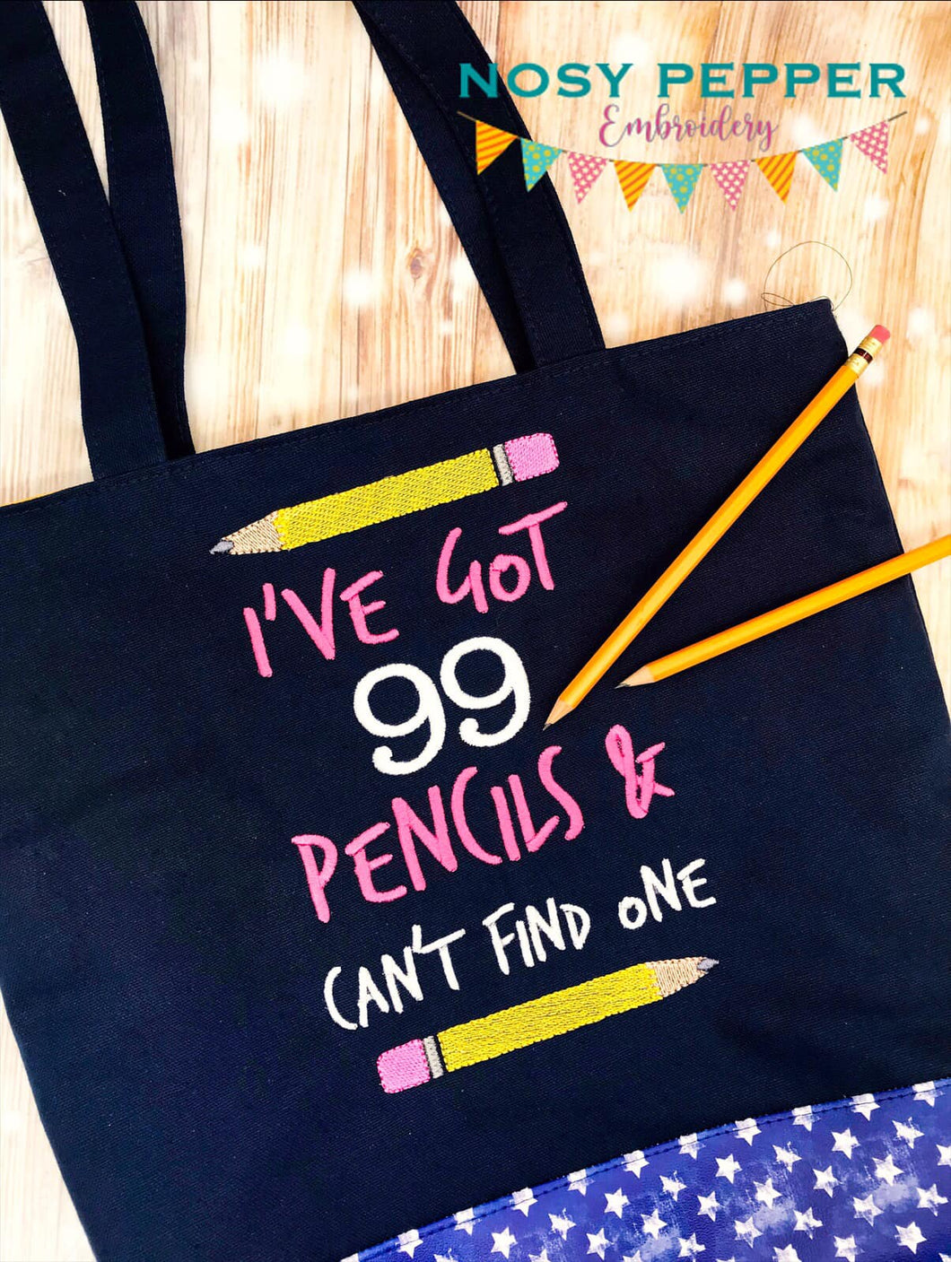 I've got 99 pencils & can't find one machine embroidery design (4 sizes included) DIGITAL DOWNLOAD