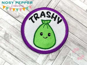 Trashy patch (2 sizes included) machine embroidery design DIGITAL DOWNLOAD