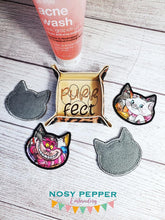 Load image into Gallery viewer, Purr-fect cat wipe &amp; Tray set (2 sizes of wipes &amp; 2 sizes of trays included) machine embroidery design DIGITAL DOWNLOAD