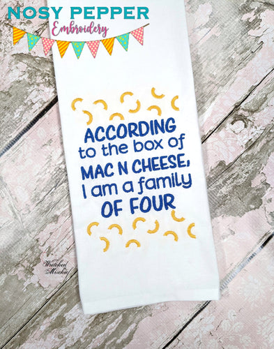 Mac n cheese machine embroidery design (4 sizes included) DIGITAL DOWNLOAD