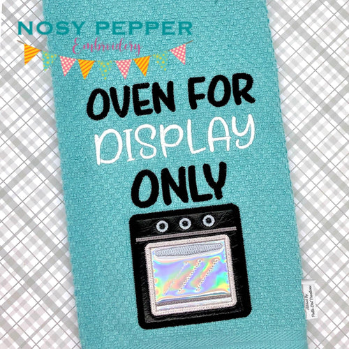 Oven for display only applique (4 sizes included) machine embroidery design DIGITAL DOWNLOAD