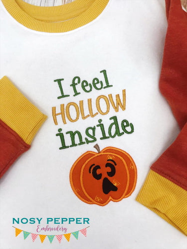 I feel hollow inside applique machine embroidery design (4 sizes included) DIGITAL DOWNLOAD