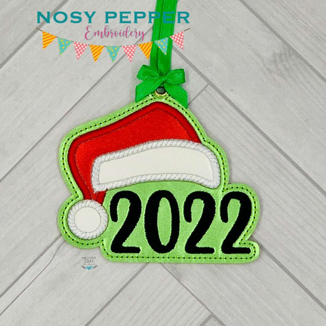 2022 Applique Santa hat ornament 4x4 machine embroidery design DIGITAL DOWNLOAD
