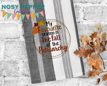Load image into Gallery viewer, Fall of the Patriarchy (5 sizes and 2 versions included) machine embroidery design DIGITAL DOWNLOAD