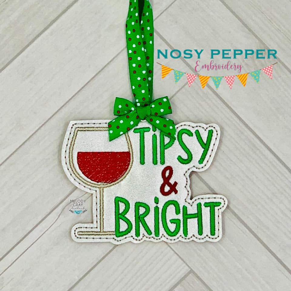 Tipsy & Bright Ornament 4x4 machine embroidery design DIGITAL DOWNLOAD