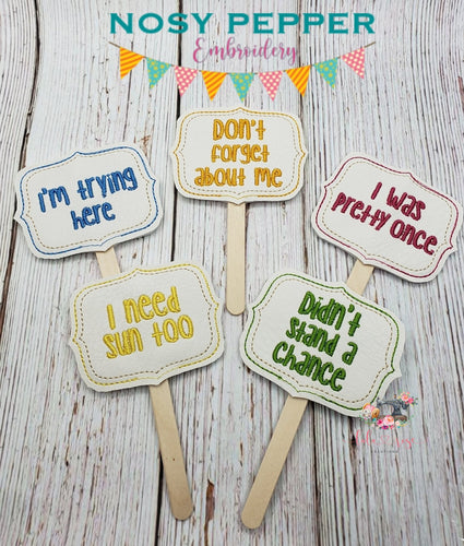 Sad Plant Markers machine embroidery design (5 designs included) DIGITAL DOWNLOAD