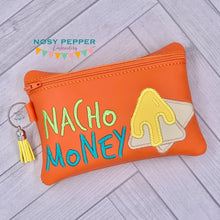 Load image into Gallery viewer, Nacho Money applique ITH Bag (4 sizes available) machine embroidery design DIGITAL DOWNLOAD