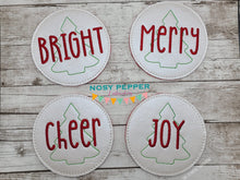 Load image into Gallery viewer, Cheer Coaster Set (4 Designs) machine embroidery design DIGITAL DOWNLOAD
