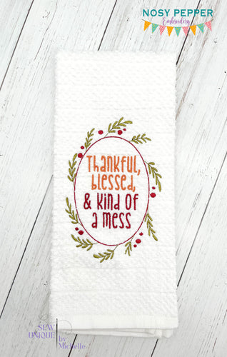 Thankful, Blessed machine embroidery design (4 sizes included) DIGITAL DOWNLOAD