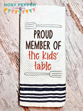 Load image into Gallery viewer, Proud Member Of The Kids Table machine embroidery design (5 sizes included) DIGITAL DOWNLOAD