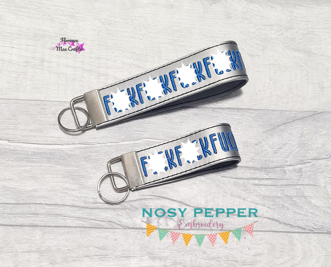 F@ck Key fob machine embroidery design (5x7 & 6x10 sizes included) DIGITAL DOWNLOAD
