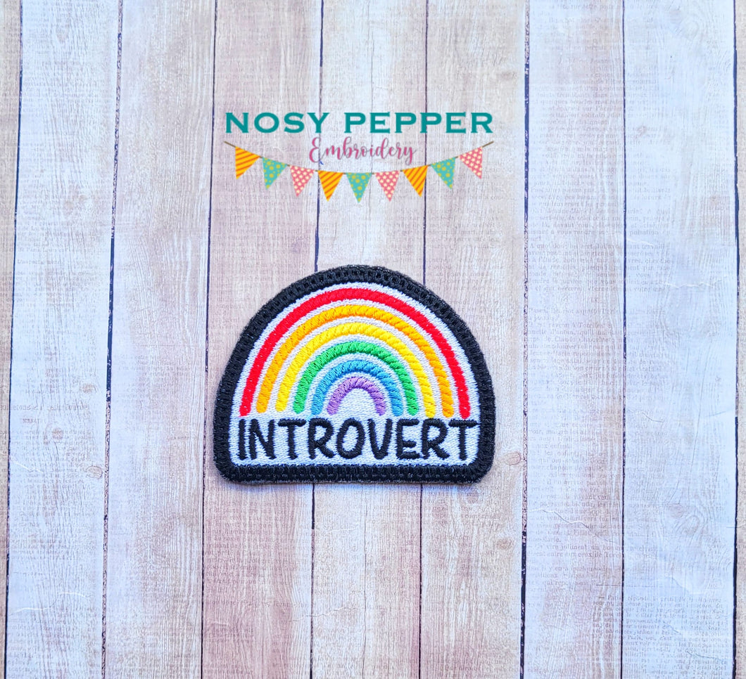 Introvert Patch (2 sizes included) machine embroidery design DIGITAL DOWNLOAD