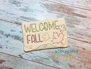 Welcome Fall mug rug (2 versions and 4 sizes included) machine embroidery design DIGITAL DOWNLOAD