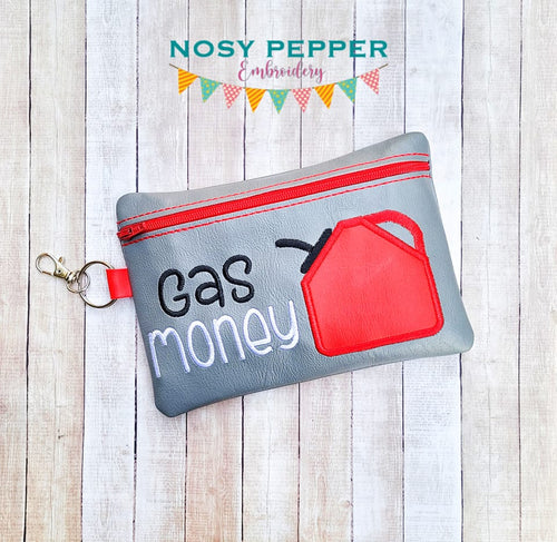 Gas Money applique ITH Bag (4 sizes available) machine embroidery design DIGITAL DOWNLOAD