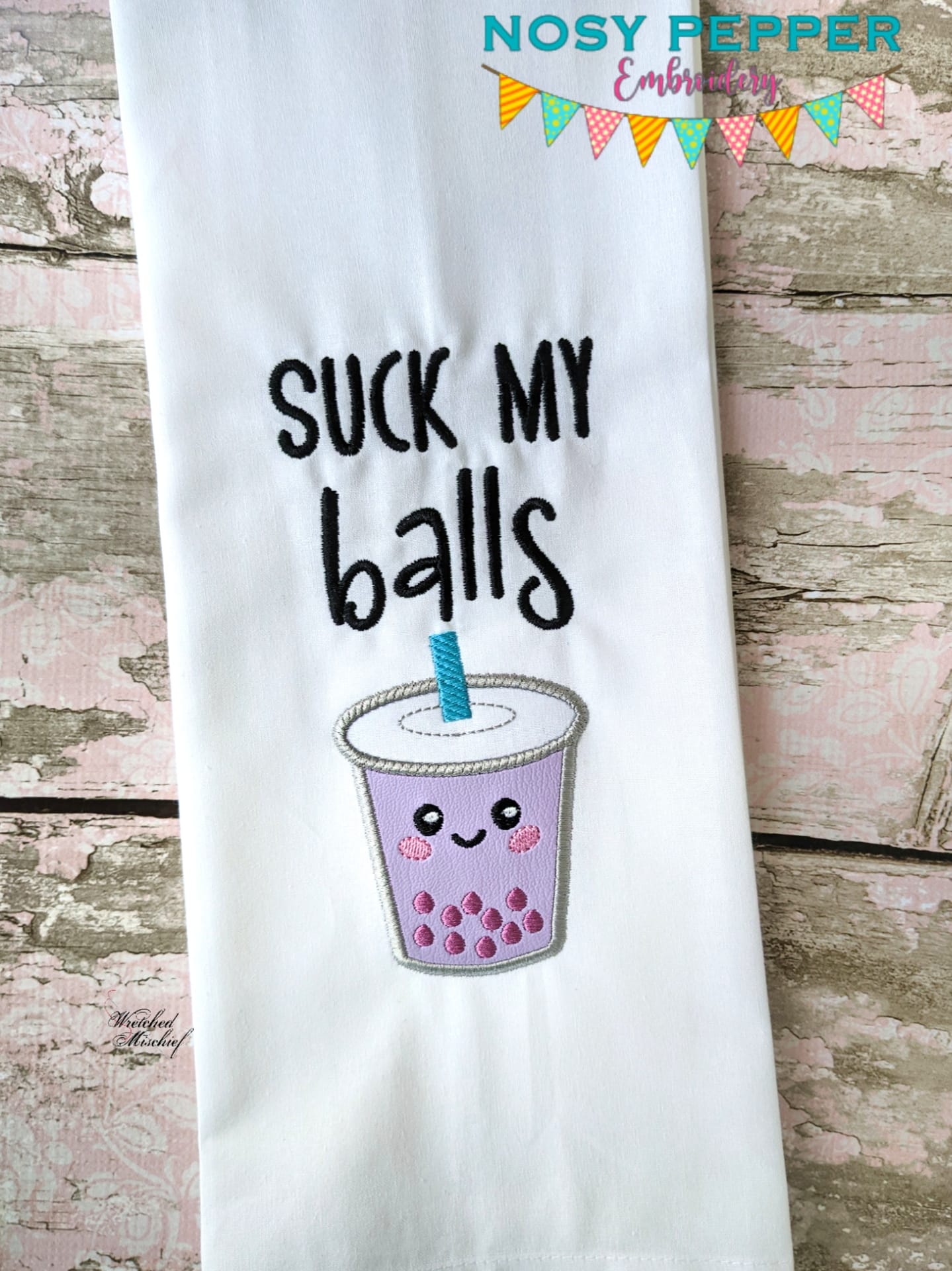 Suck My Balls applique machine embroidery design (4 sizes included