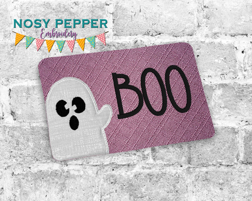 Ghost applique mug rug machine embroidery design (2 versions and 4 sizes included) DIGITAL DOWNLOAD