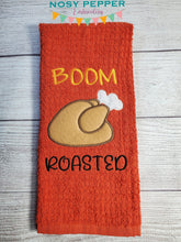 Load image into Gallery viewer, Boom Roasted Turkey applique machine embroidery design (4 sizes included) DIGITAL DOWNLOAD