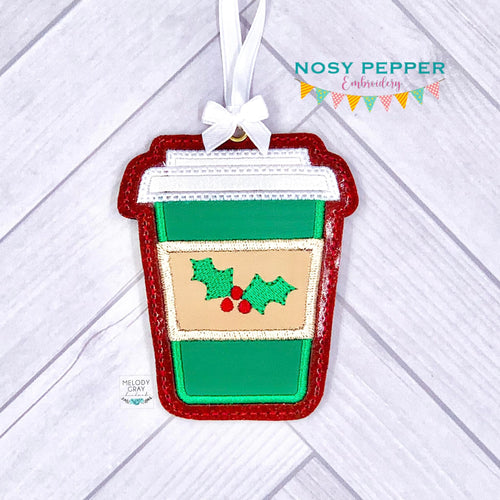 Coffee Applique Ornament machine embroidery design DIGITAL DOWNLOAD