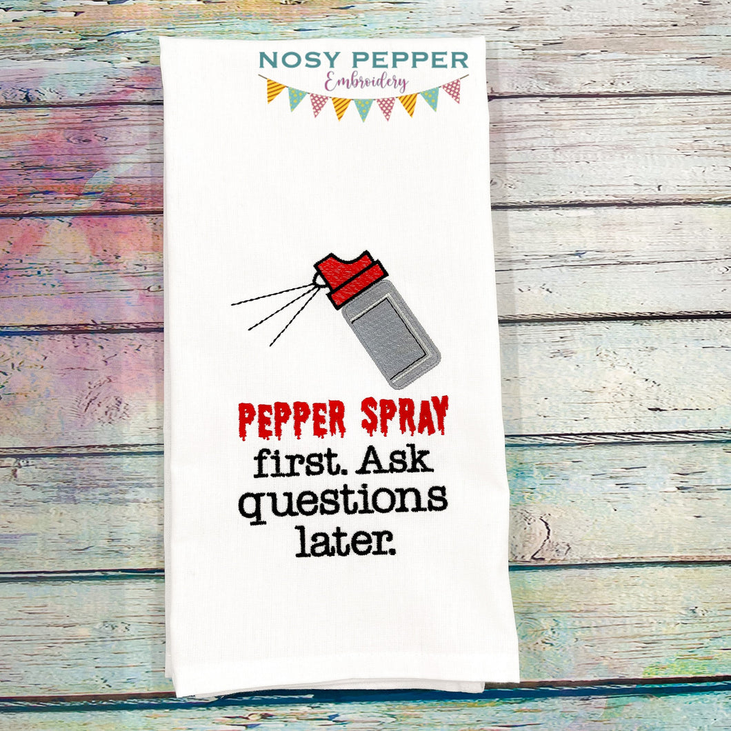 Pepper Spray First sketchy machine embroidery design (4 sizes included) DIGITAL DOWNLOAD