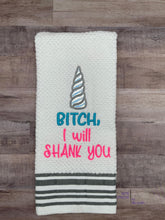 Load image into Gallery viewer, B#tch I Will Shank You machine embroidery design (applique and fill versions included in 4 sizes) DIGITAL DOWNLOAD