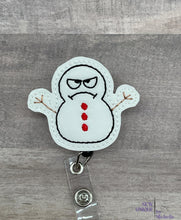 Load image into Gallery viewer, Grumpy Snowman feltie machine embroidery file (single &amp; multi file included) DIGITAL DOWNLOAD