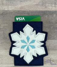 Load image into Gallery viewer, Snowflake Applique Card holder 4x4 machine embroidery design DIGITAL DOWNLOAD