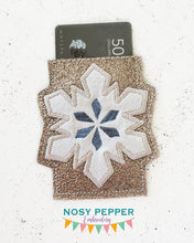 Load image into Gallery viewer, Snowflake Applique Card holder 4x4 machine embroidery design DIGITAL DOWNLOAD