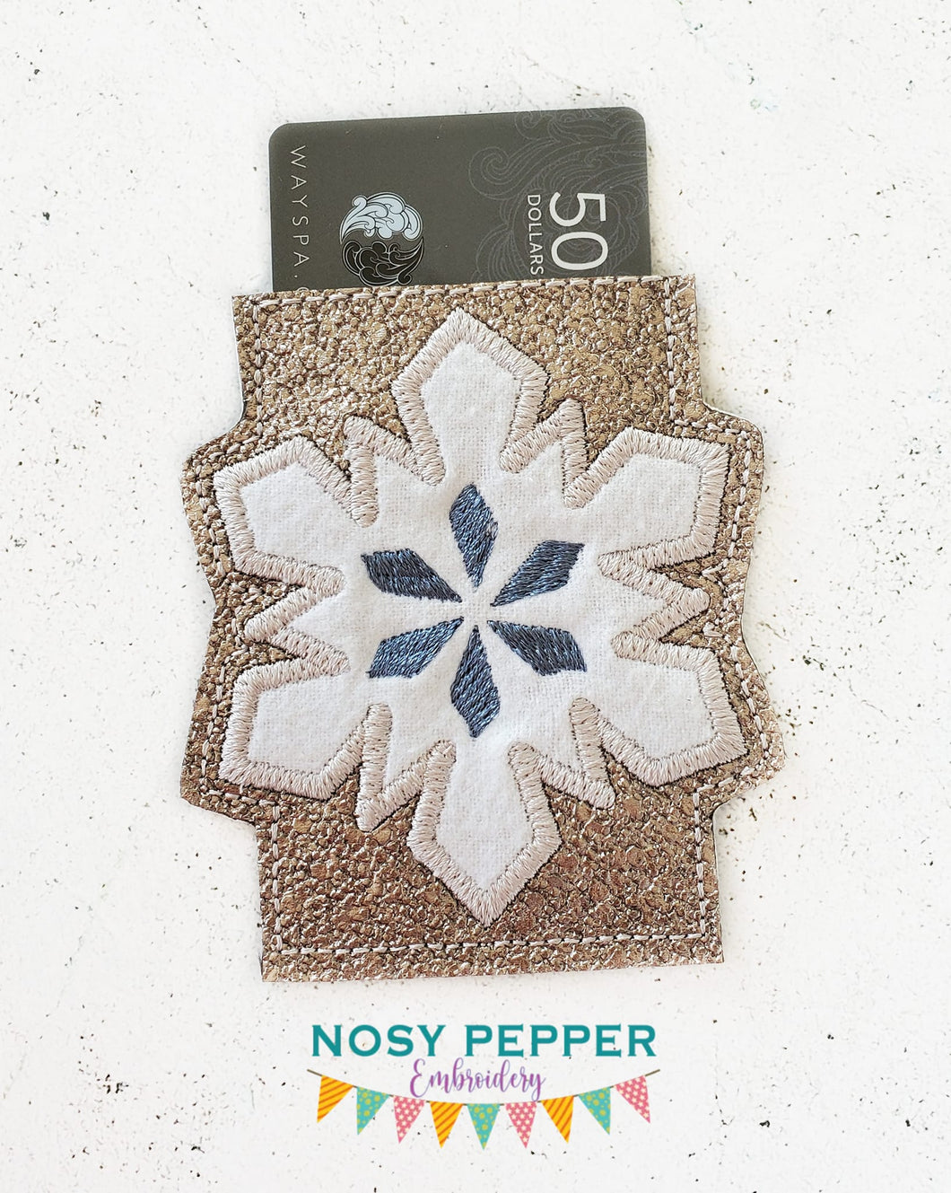 Snowflake Applique Card holder 4x4 machine embroidery design DIGITAL DOWNLOAD