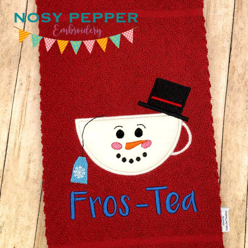 Fros-Tea Applique machine embroidery design 5 sizes included DIGITAL DOWNLOAD