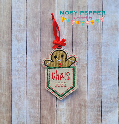 Gingerbread Pocket ornament machine embroidery design DIGITAL DOWNLOAD