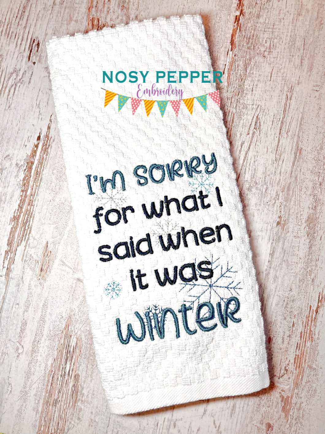 I'm Sorry Winter machine embroidery design (4 sizes available) DIGITAL DOWNLOAD