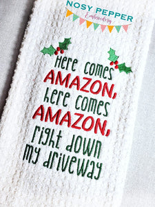Here Comes Amazon machine embroidery design (4 sizes included) DIGITAL DOWNLOAD